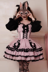 Black/Purple Dance Music Long Sleeves Multi-layer Ruffle Bowknot Sweet Princess Lolita Dress